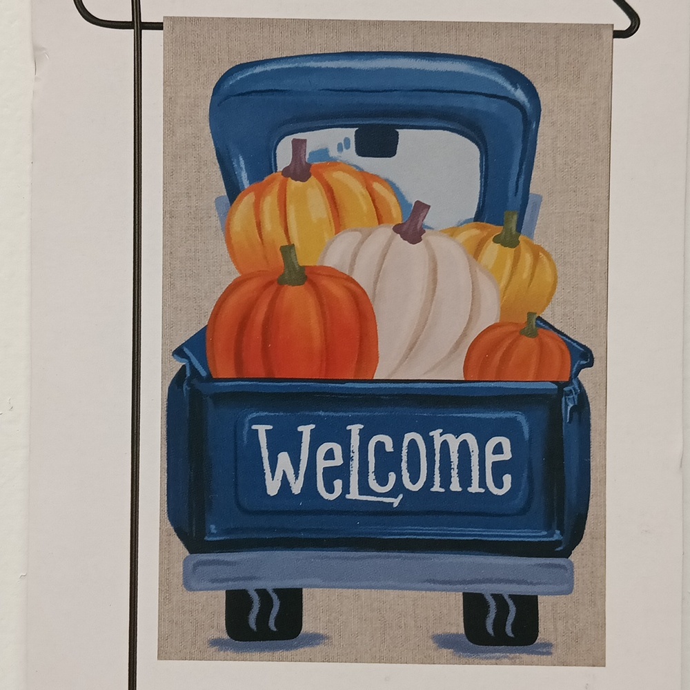 12 X 18 garden Flag - Fall Pumpkin pick up Truck NEW